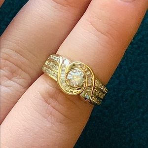 Certified 14k yellow gold diamond engagement ring
